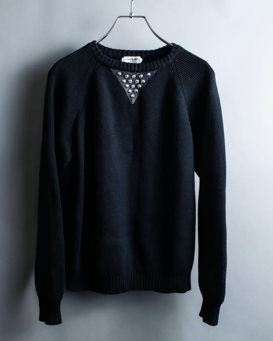 "SAINT LAURENT PARIS" 2014AW studded design knit sweater