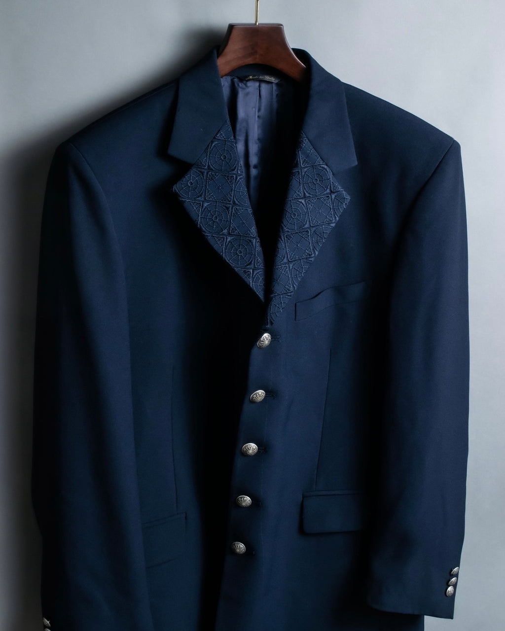 Embroidered oversized jacket coat with vest