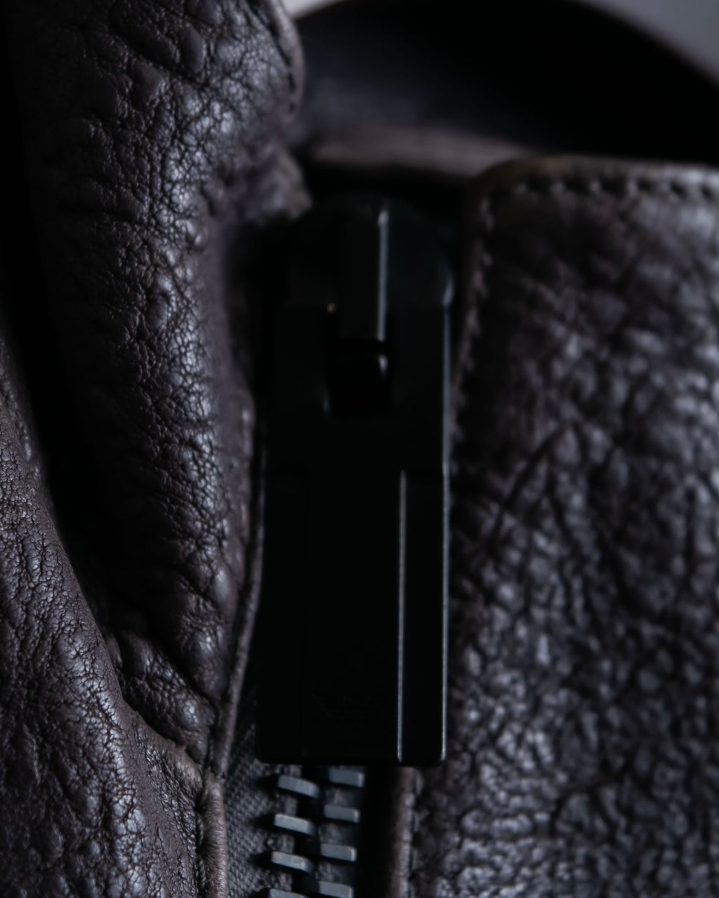 "EMPORIO ARMANI" grained lamb leather double zip jacket