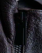 "EMPORIO ARMANI" grained lamb leather double zip jacket