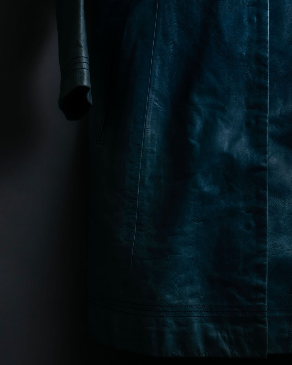 "COACH" light blue faded leather coat