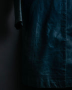 "COACH" light blue faded leather coat