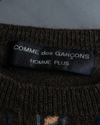 "COMME des GARCONS HOMME PLUS (1997-98's )" Spiral print design dark brown knit