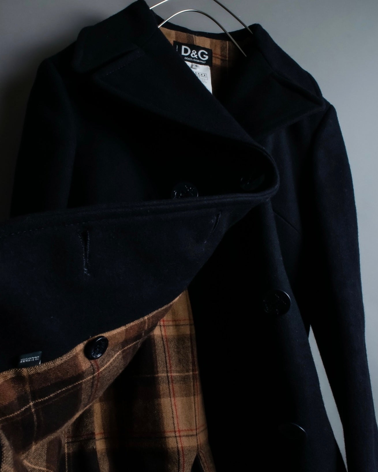 "DOLCE &amp; GABBANA" Slim silhouette leather patch P coat