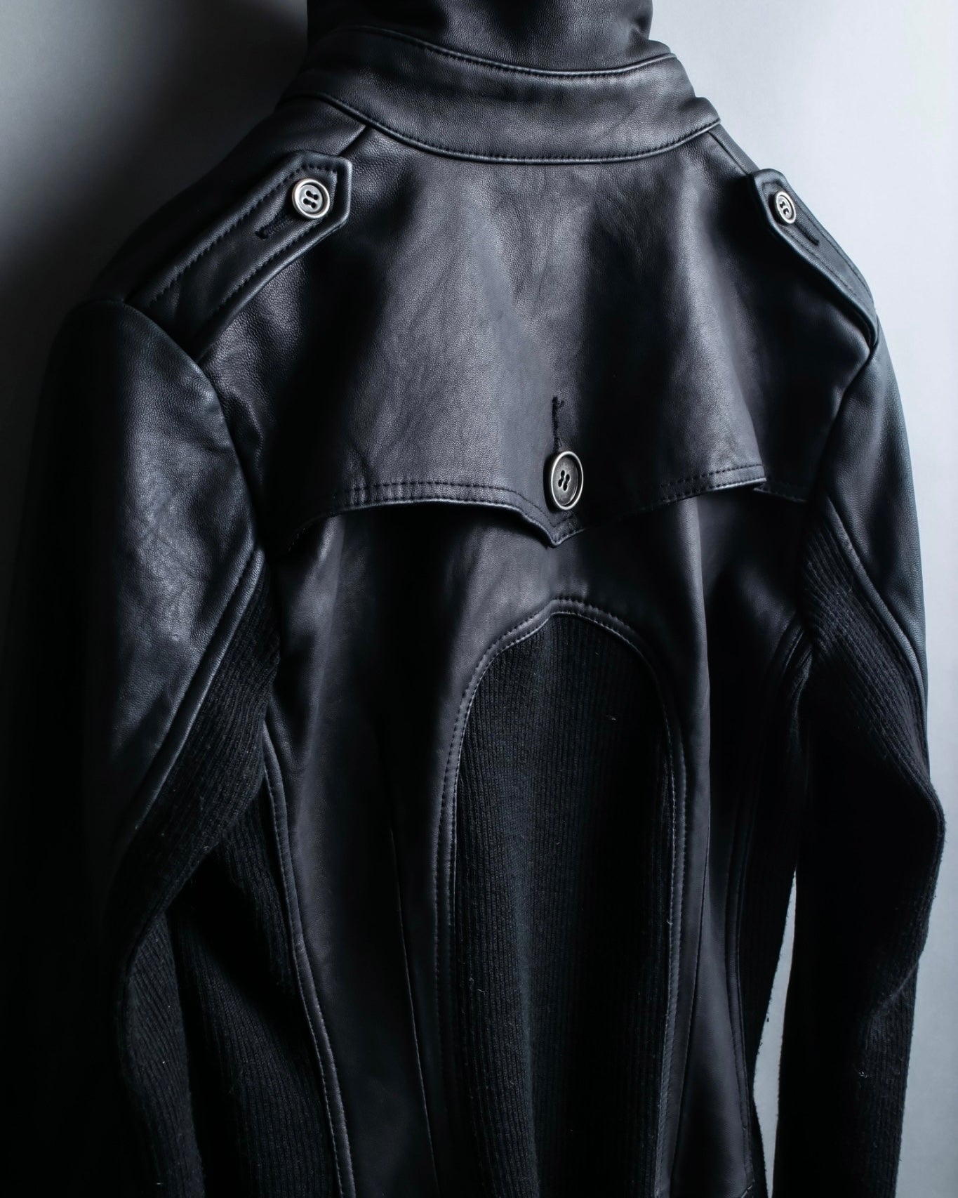 Vintage Leather x CORDUROY combination trench coat