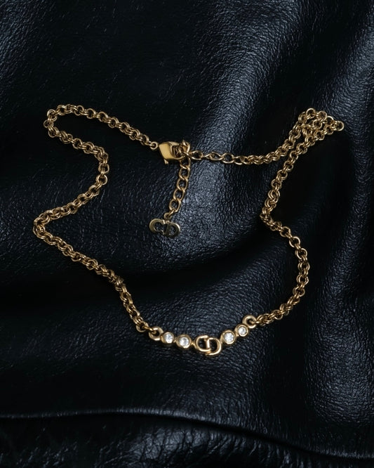 "Christian Dior" logo chain necklace