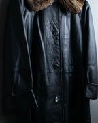 "ITALY VERA PELLE" round fur leather coat
