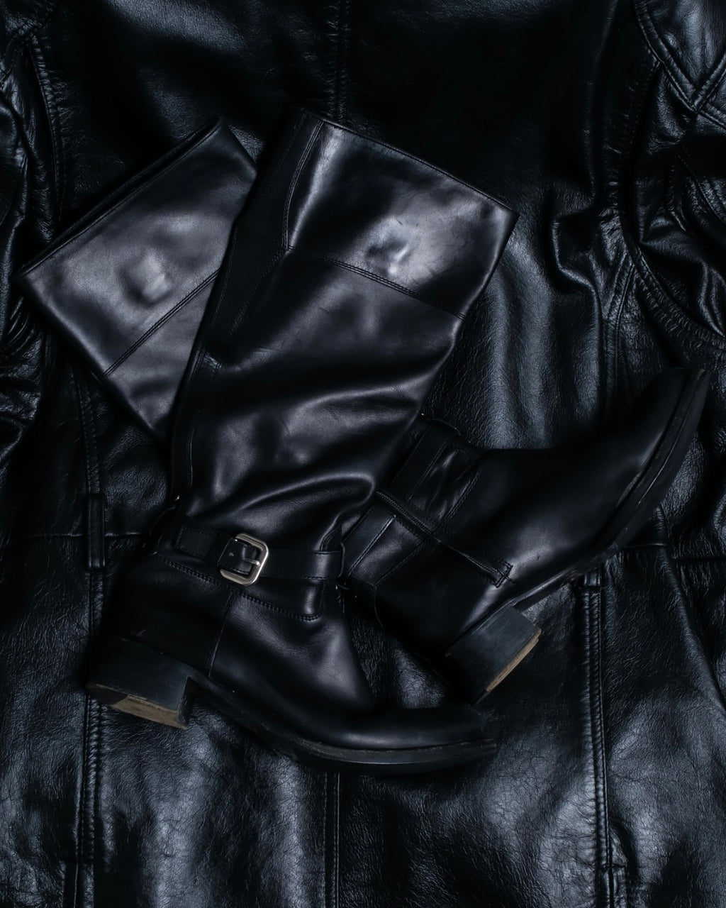 "PRADA" engineered leather boots