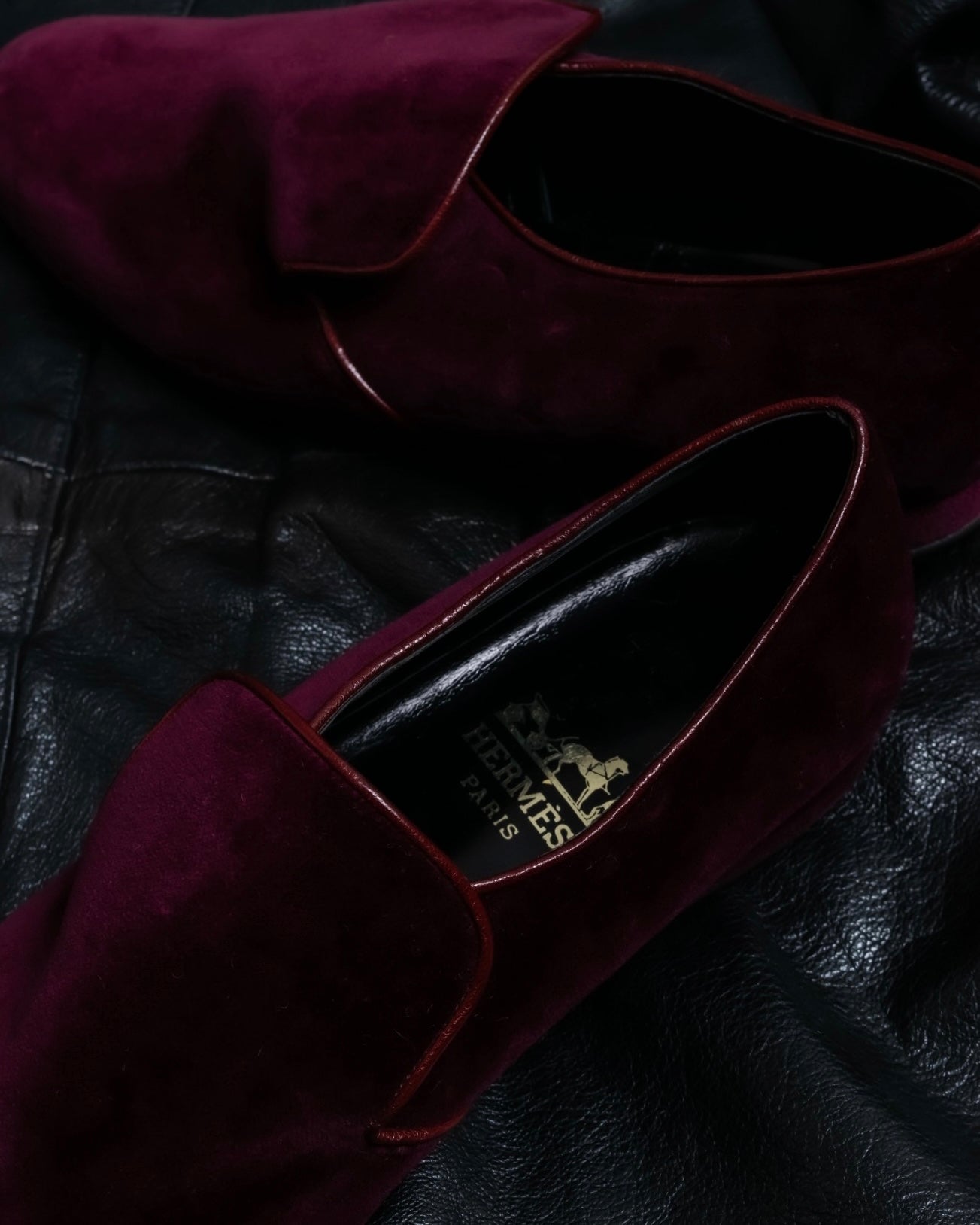 "HERMES" Velvet dress indoor shoes
