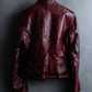 "BRUNOMAGLI" Scratched leather double zip red jacket