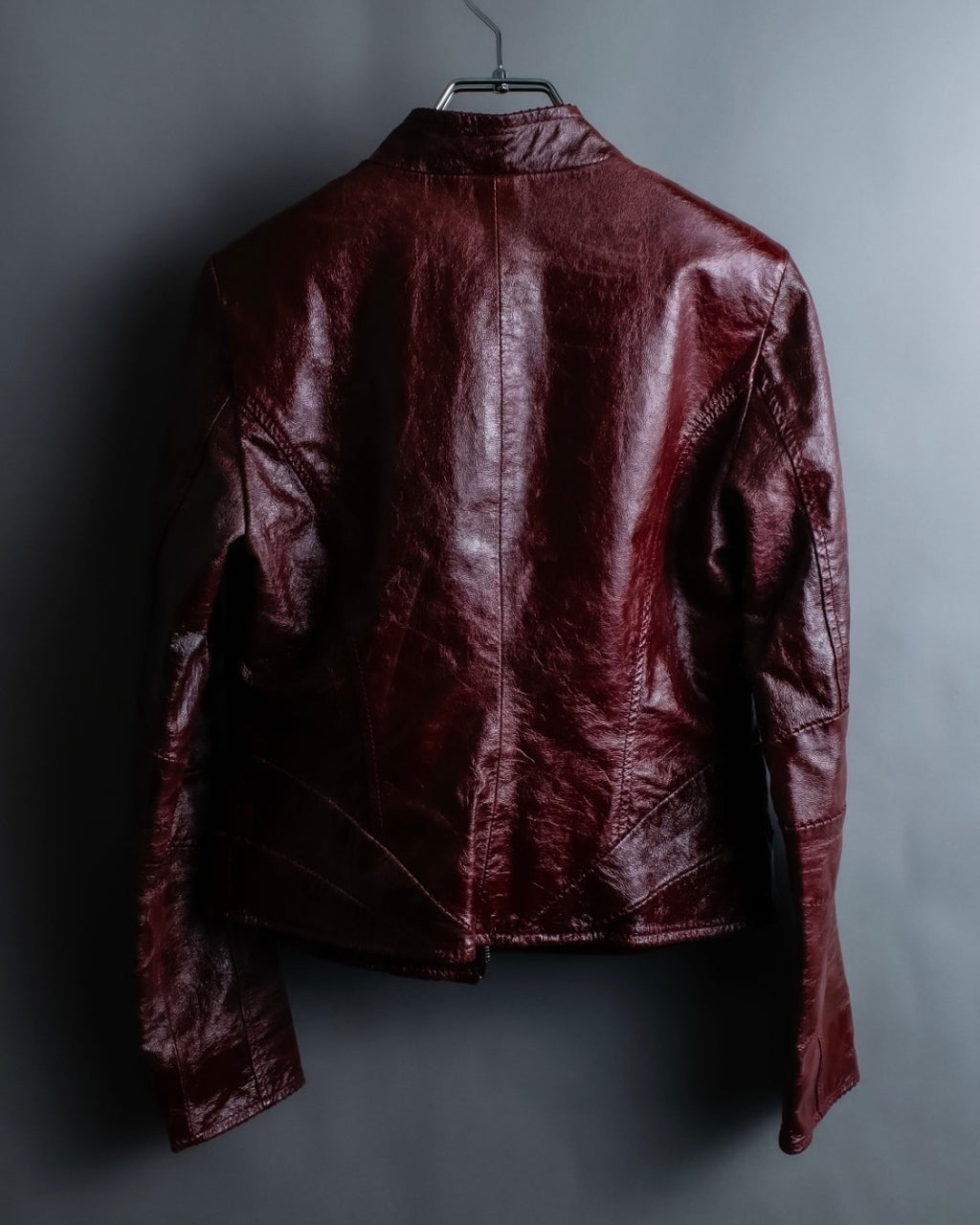 "BRUNOMAGLI" Scratched leather double zip red jacket