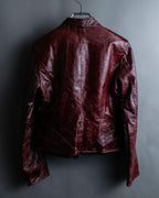 "BRUNOMAGLI" Scratched leather double zip red jacket