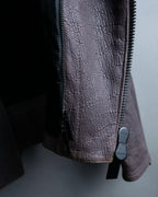 "EMPORIO ARMANI" grained lamb leather double zip jacket