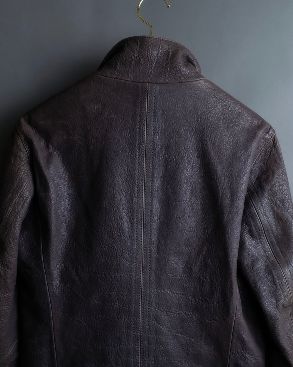 "EMPORIO ARMANI" grained lamb leather double zip jacket