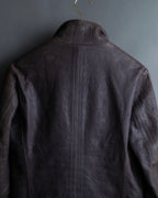 "EMPORIO ARMANI" grained lamb leather double zip jacket