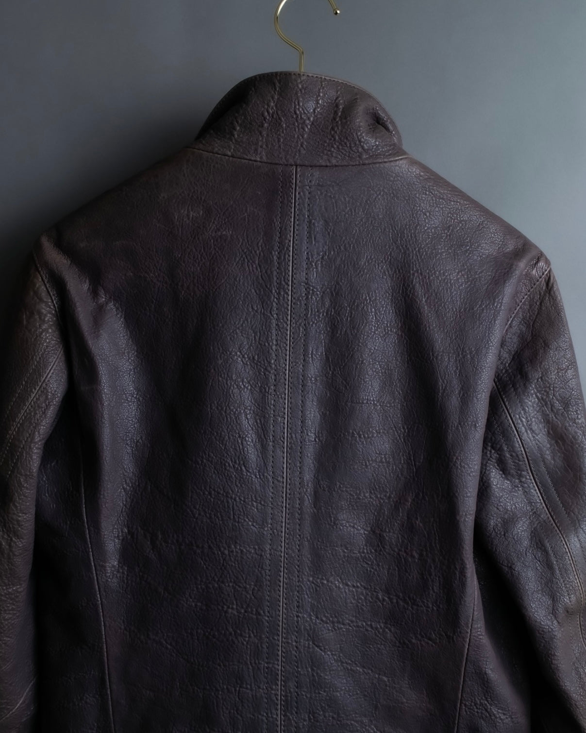 "EMPORIO ARMANI" grained lamb leather double zip jacket