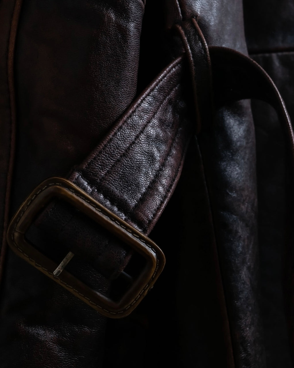 Vintage Thick Leather Red Trench Coat