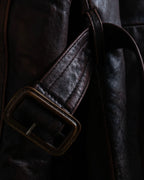 Vintage Thick Leather Red Trench Coat