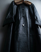 "ITALY VERA PELLE" round fur leather coat