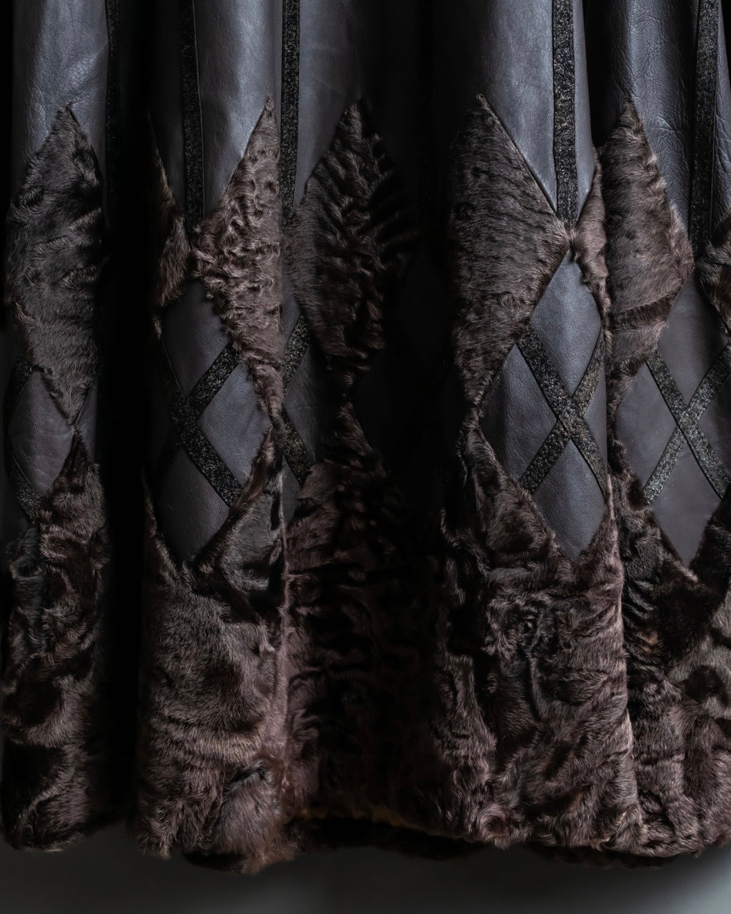 "Guy laroche" vintage real fur leather coat