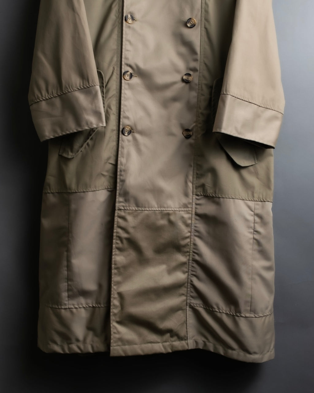 "SEEALL" patchwork designed maxi trench coat