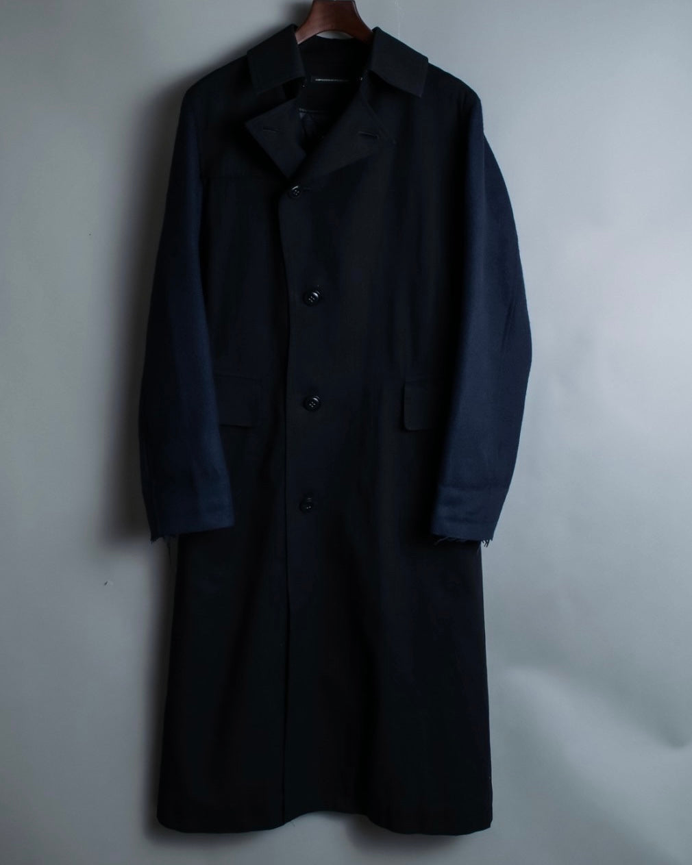 "Y's 2018 aw" Long coat with euphemistic lapels and different materials