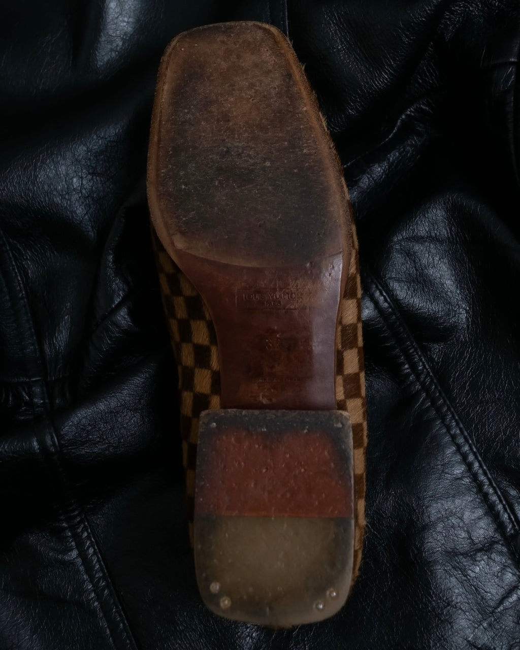 "Louis Vuitton" Damier designed unborn calf loafer