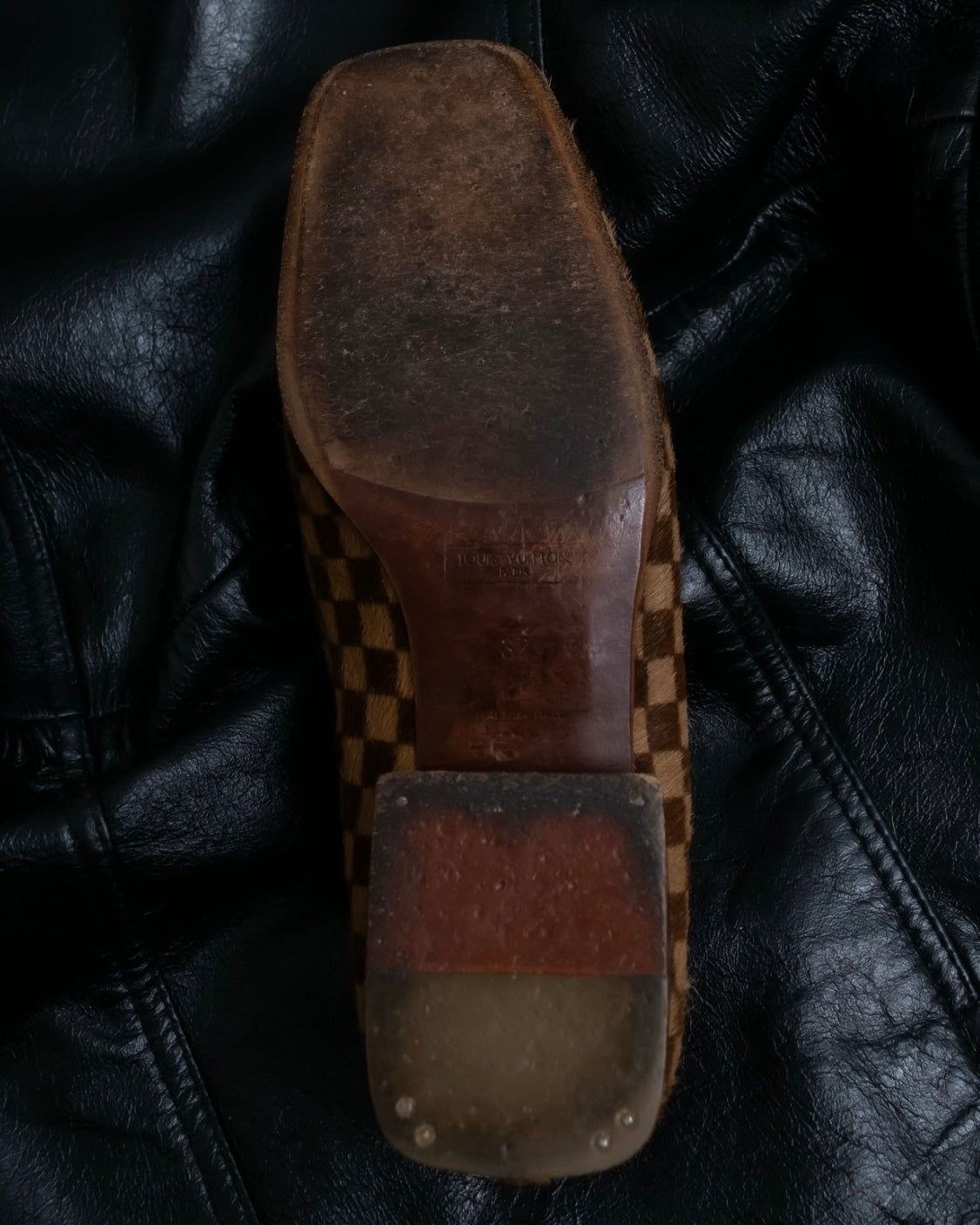 "Louis Vuitton" Damier designed unborn calf loafer