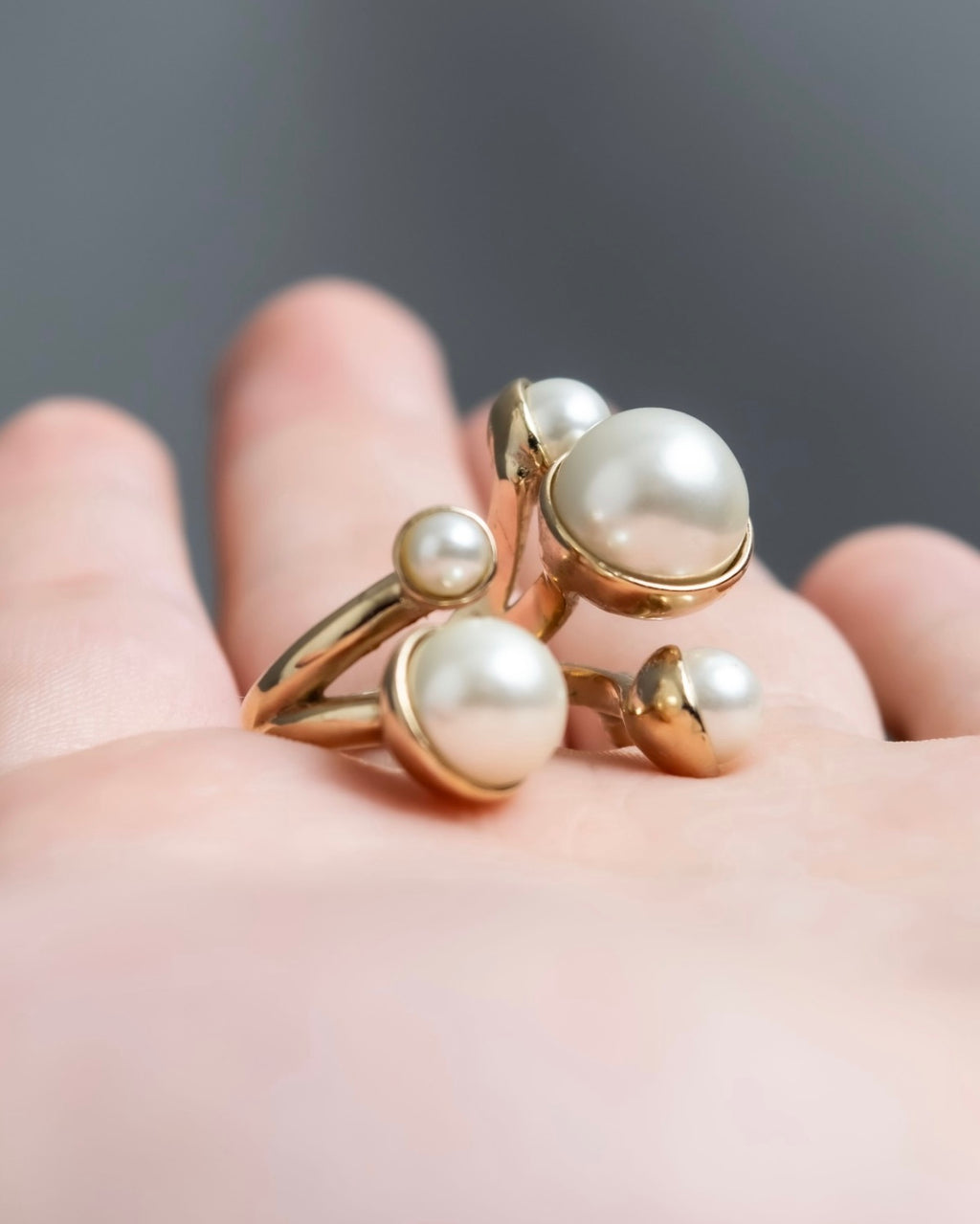 "Dior" pearl tree design ring