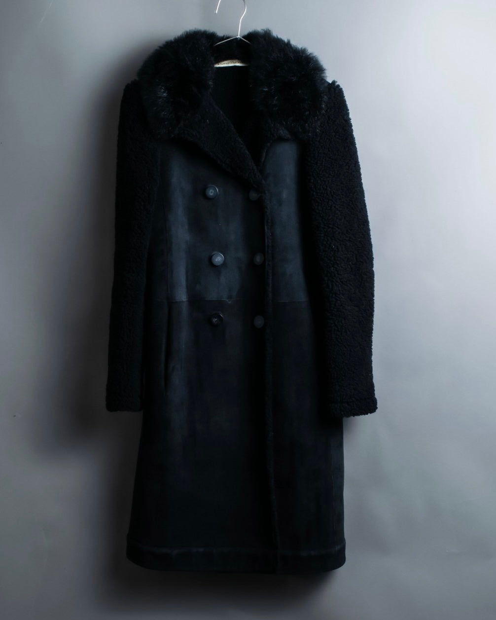 "BALENCIAGA" Opossum Fur Boa Leather Special Coat