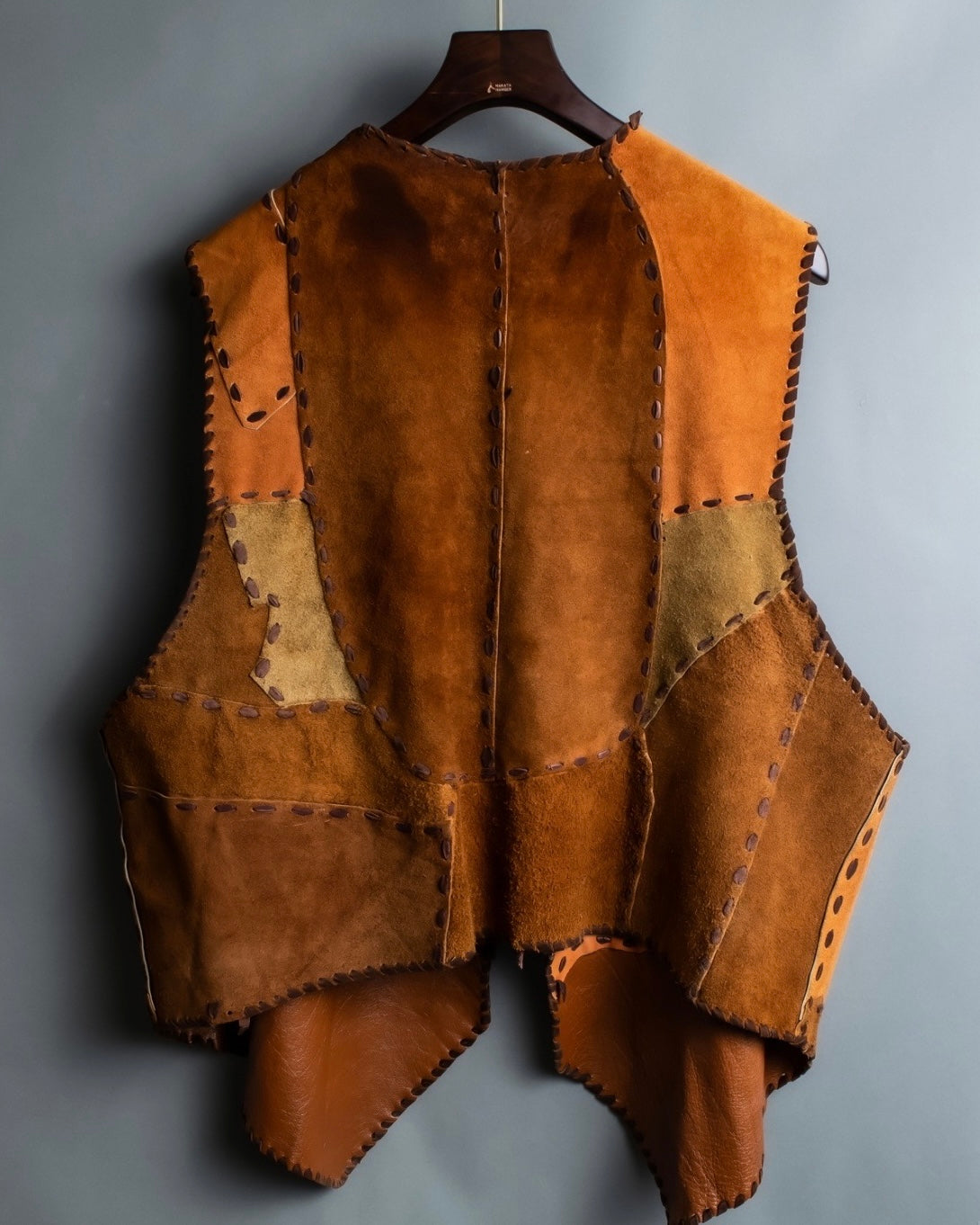 Vintage Genuine Leather Patchwork Vest