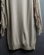 "MM6" Arm fringe design knit dress
