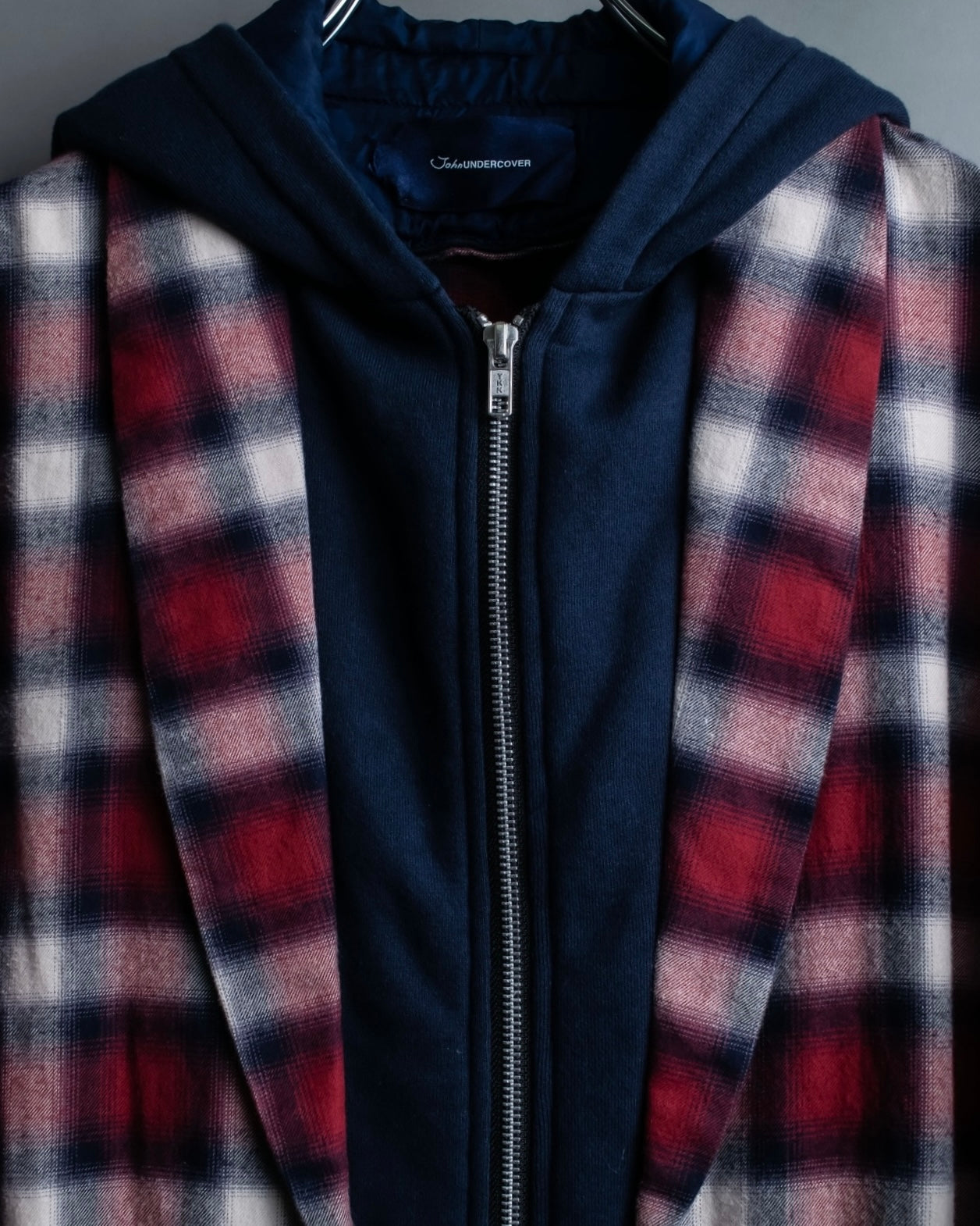 “John UNDERCOVER” gown designed check long hoodie