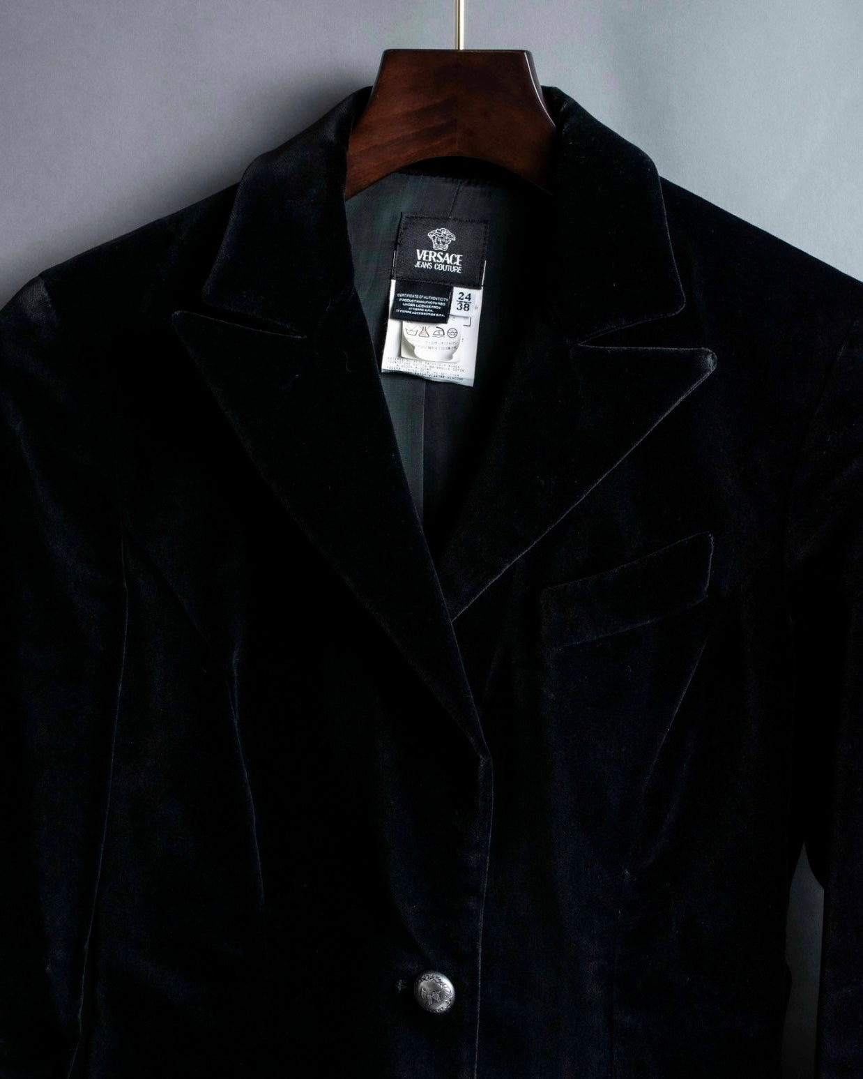 "VERSACE JEANS COUTURE" Velour peak lapel tailored jacket