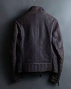 "EMPORIO ARMANI" grained lamb leather double zip jacket