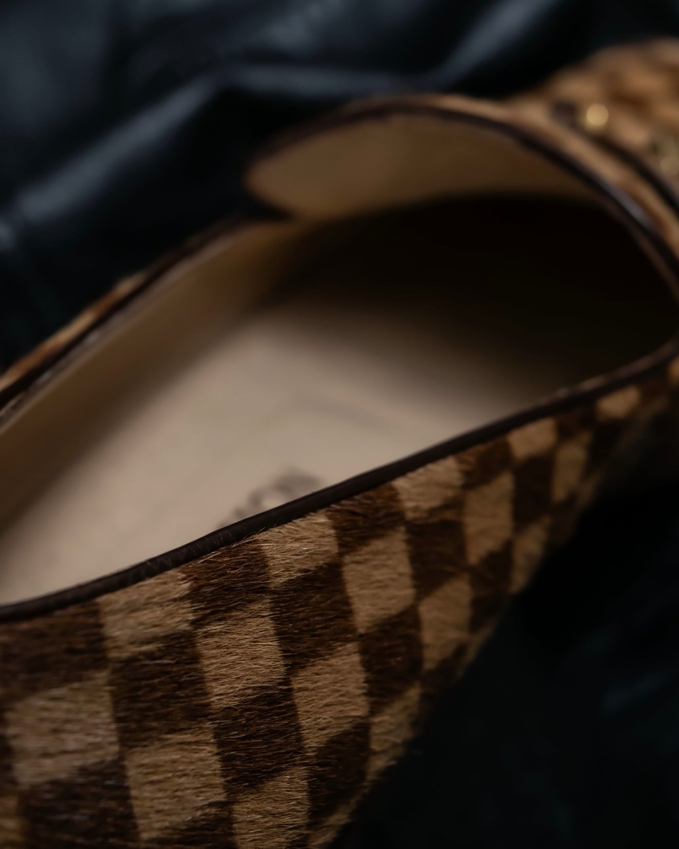 "Louis Vuitton" Damier designed unborn calf loafer