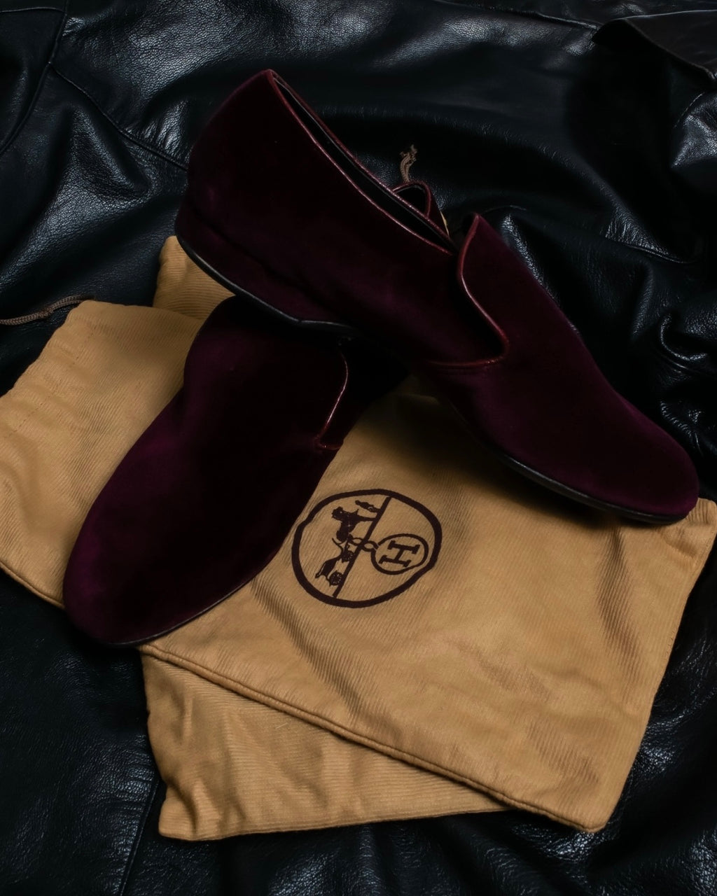 "HERMES" Velvet dress indoor shoes