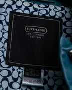 "COACH" light blue faded leather coat