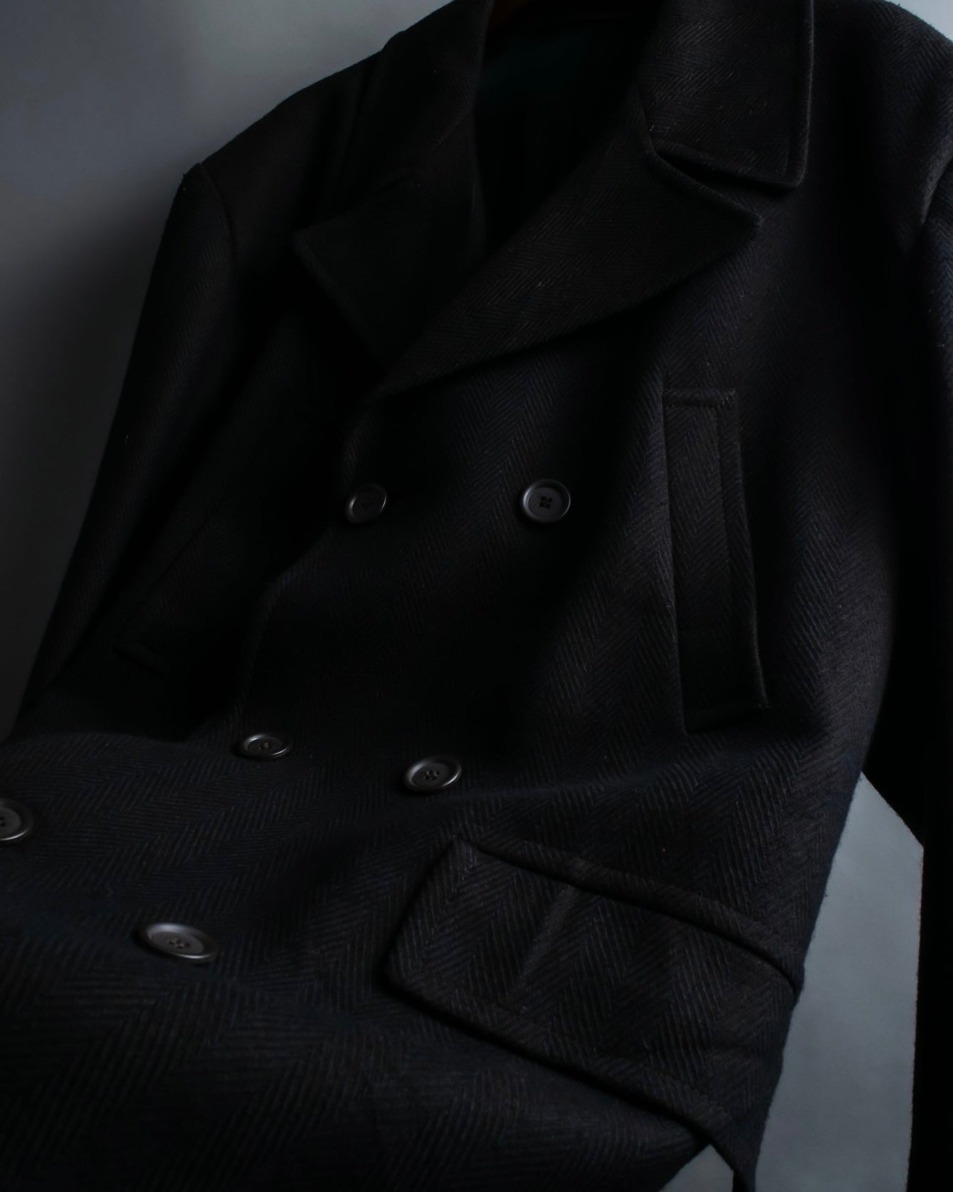 Vintage herringbone drop shoulder p coat