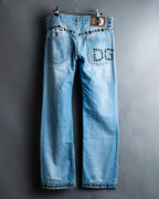 "DOLCE &amp; GABBANA" various studded distressed denim