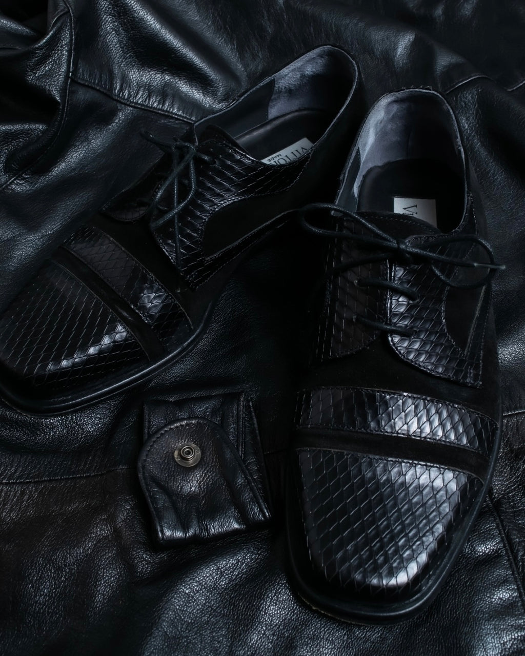 Python leather combination loafers