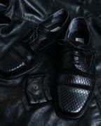 Python leather combination loafers