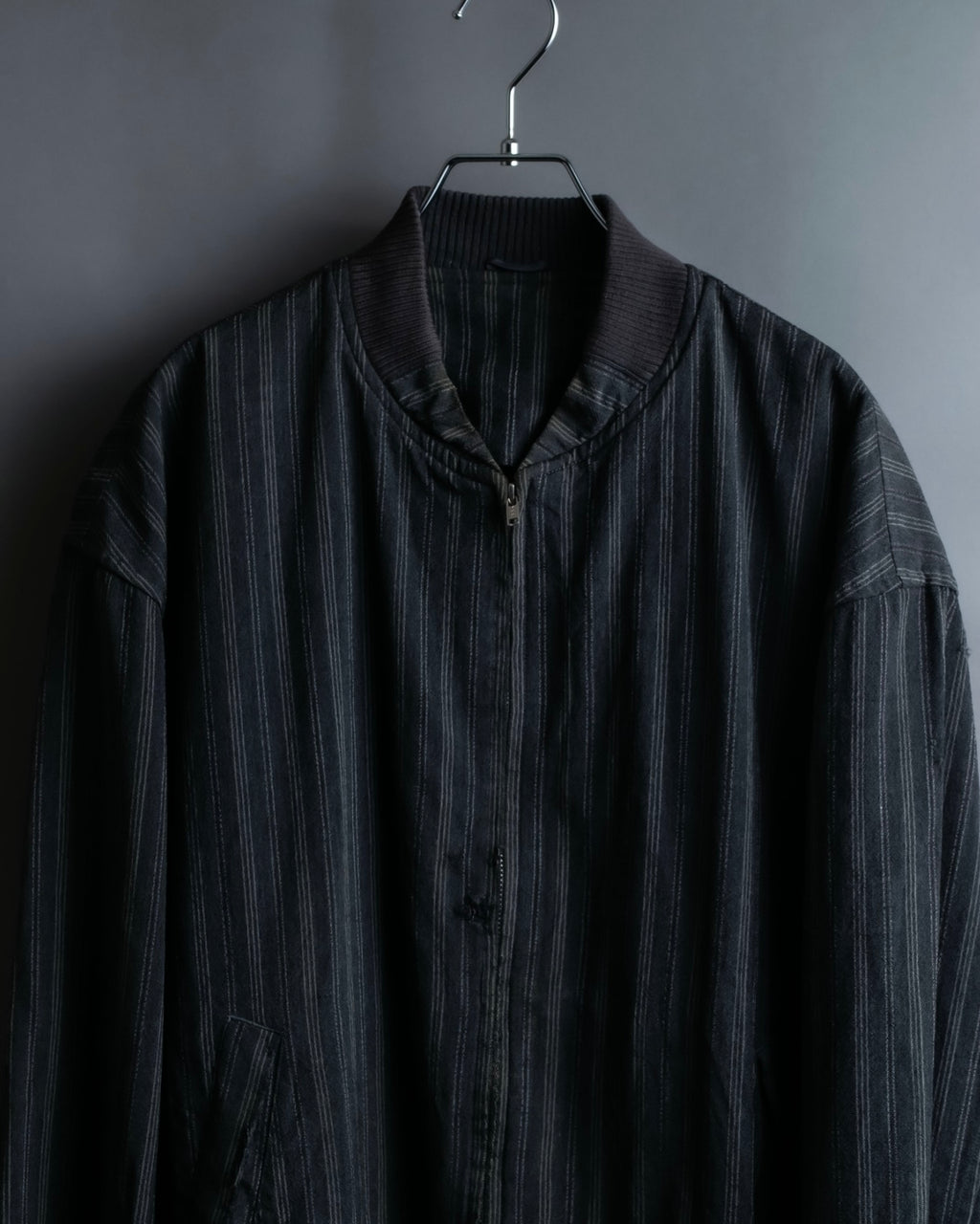 "Comme des Garcons Homme" distressed zip-up striped blouson