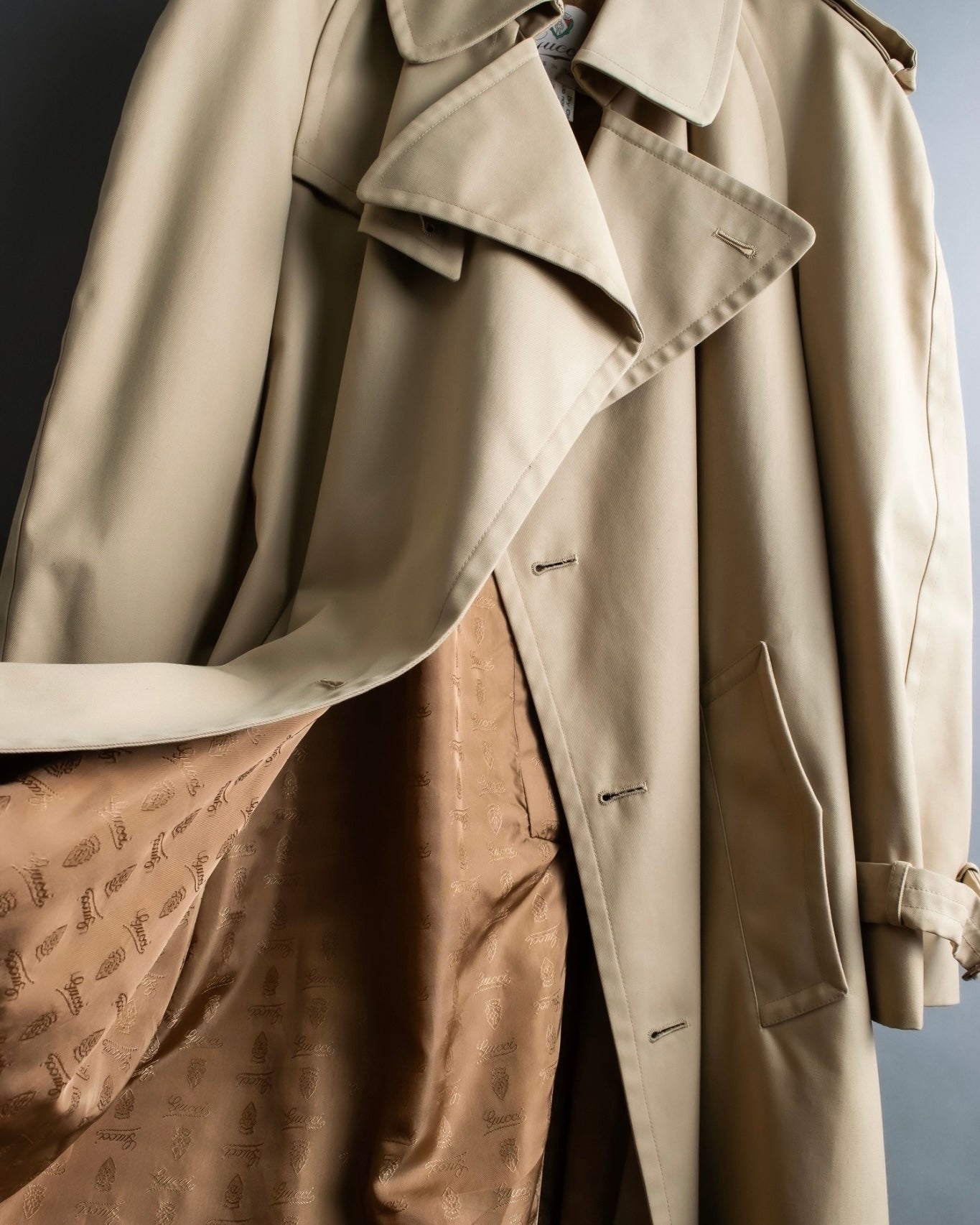 "GUCCI 70-80's" Big collar design oversize design trench coat