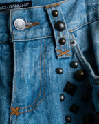 "DOLCE &amp; GABBANA" various studded distressed denim