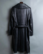 "PEAU D' ANÉ" wide lapel leather coat