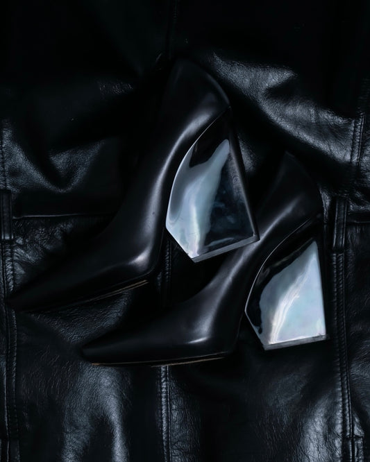 "CELINE" clear heel leather shoes
