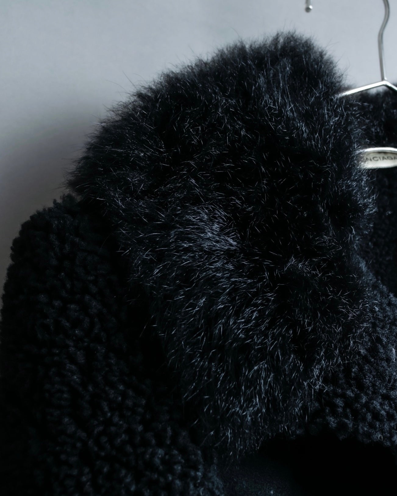 "BALENCIAGA" Opossum Fur Boa Leather Special Coat