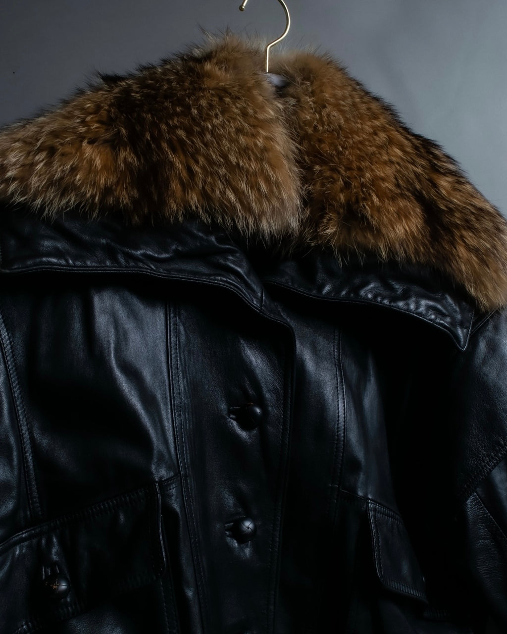 Vintage racoonfur leather blouson