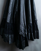 Cowhide flared lace skirt